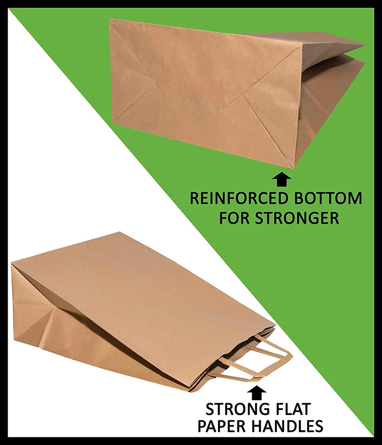 packaging bags  product name brown paper carrier bag with flat