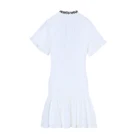Color Dress White Color Flower Embroidered Women Summer Sequin Sleeveless Cotton Dress With Ruffles