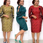 Print Dress African Plus Size Women's Clothing New Round-neck Flared Sleeves Bow Print Dress