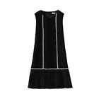 Factory Women's Clothing high quality appliques lace sleeveless Casual Dresses pleated black and red Dress
