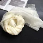 Hot Sale Long Style Solid Color Soft White Silk Wool Scarf Shawl Plain for Plant-dyed