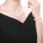 Vintage Carve Seashell Trendy 927 Silver Emerald Peace Button Rose Pendant Pearl Jewelry Kit Photo