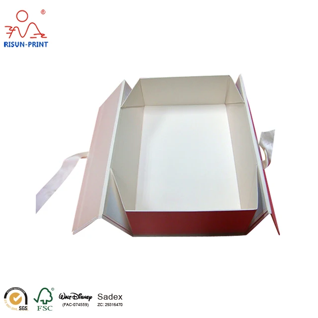 gift packing rigid folding box with ribbon - buy high quality