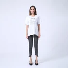 Loose Round Neck Short Sleeve Ladies Tee Shirt Long Womens T-shirts 100% Cotton