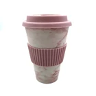 Exquisite marble pattern eco friendly biodegradable bamboo fiber coffee cup travel mug with lid