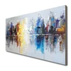 Hand Painted Cityscape Painting Modern on Canvas Reflection Abstract Hotel Wall Art Decor