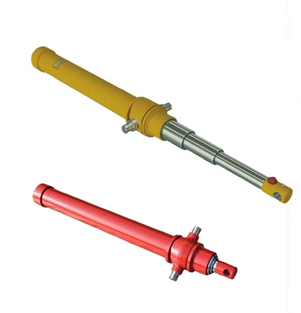 Inverted Mounted 3 Stage 7 Ton 90 Stroke Telescopic Hydraulic Cylinder