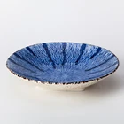 Blue Stripe Color Tableware Hotel Pasta Ceramic Plate Printing