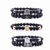 Wholesale Men Custom Fashion Handmade Bracelets Jewelry Lion Shape Zircon Metal Natural Stones Bead Bracelet