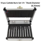 Single cut cylinder burr conical ball 80mm die grinder rotary bit 10pcs tungsten carbide burrs set