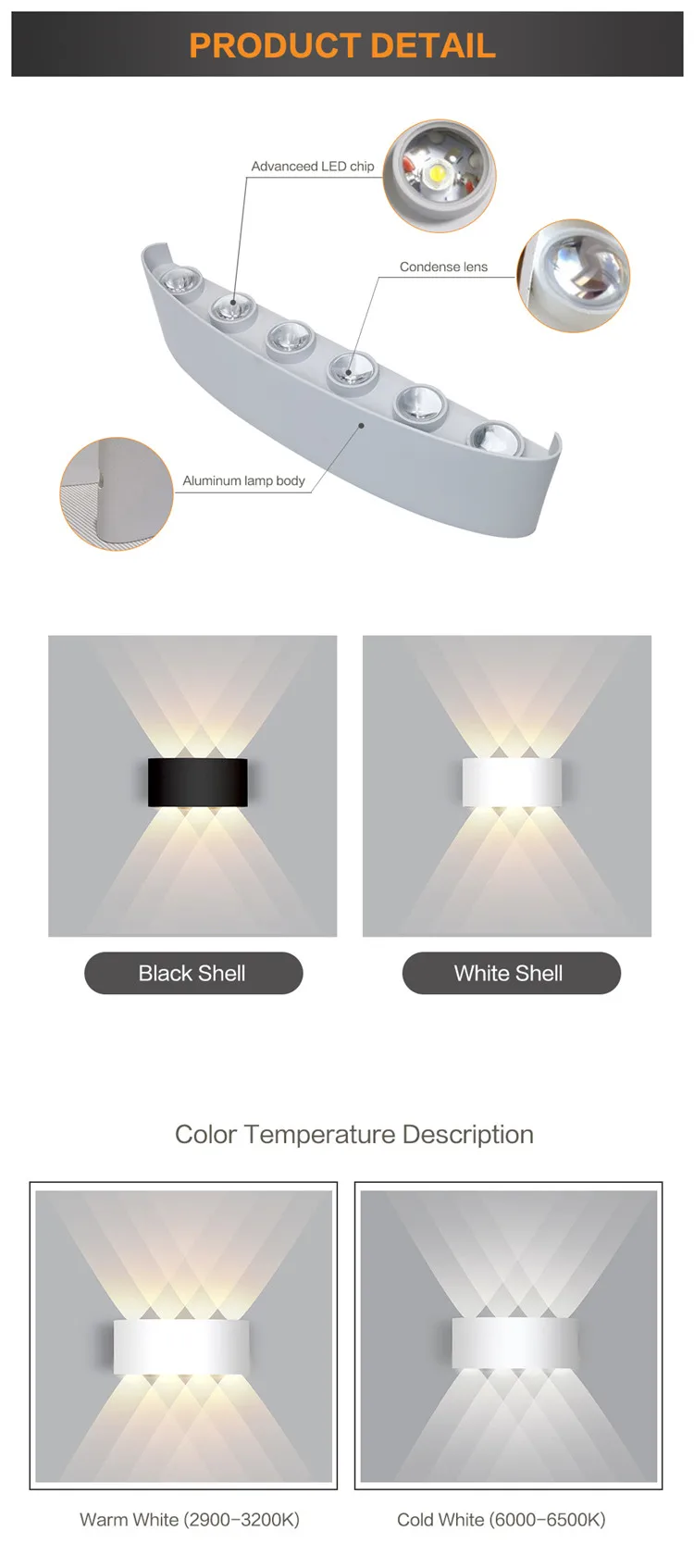 7W Outdoor surface Mounter Up And Down LED Wall Light