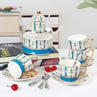 2020 new style luxurious tea cup saucer set ceramic tea pot set wholesale tea cups