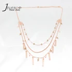 Boho Multi Chain Crystal Bar Pendant Necklace Jewelry