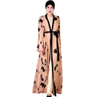High quality chiffon embroidery trim cardigan dubai women abaya kimono muslim dress