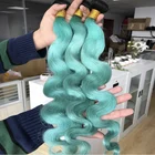 Hair Weaving Can Bleached To Green And Ombre Green Hair Bundles Closure Wig Frontal Hair Weaving