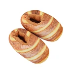 Wholesale funny shoes brown bread winter slippers plush shoes