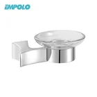 Durable wall mounted magic bathroom shelf glass disc soap dish brass metal holder