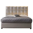 White Bed European Last Design Hotel White Leather High Headboard Bed