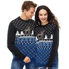 Winter embroidery reindeer christmas jumper pullover couple sweater
