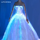 Led light up fiber optic women lady elegant formal party evening dresses
