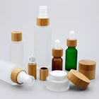 5g 15g 30g 50g Glass Cream Jar Essential Oil Bottle Bamboo Cosmetic Packaging