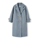 NAVST DESIGN double breasted long luxe lady wool coat for winter