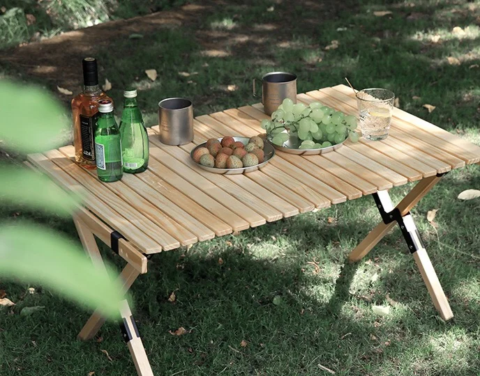 工厂制造野餐户外榉木折叠露营桌