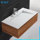 ETB acrylic one piece wall mount bathroom stone basins sink and countertop
