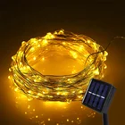 Newish 100電球クリスマス防水屋外銅線ストリングチェーンライスミニledソーラーフェアリーライト用装飾