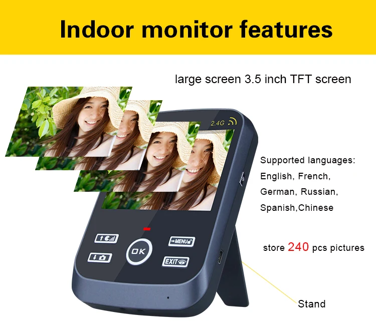 Bcom Free Installation 3.5 Inch Screen  OSD Menu Monitor Wireless Video Door Phone Intercom