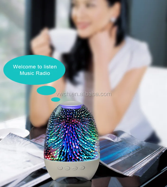 Bluetooth Speaker Portable Smart Touch LED Night Light with 3D Glass Music Player Hands-free with TF Card 7color Charging - ANKUX.COM
