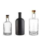 Vodka Bottles Vodka Glass Bottle Wholesale Empty Round Matte Black Liquor Rum Gin Spirits Vodka Glass Bottles With Cork