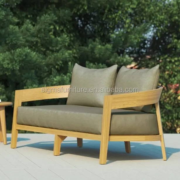 curved silhouette outdoor furniture patio durable premium teak wood sofa garden sofas sectionals