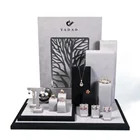 Custom Luxurious Black Microfiber Covered Metal Tabletop Jewelry Display Set Wooden