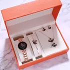 Watch Women Leisure Waterproof Swan Bracelet Ladies Watch 5 Suits Simple Watch Women Sets