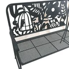 Bench Park Yard Furniture Cast Iron Frame Black Patio Birdcage Outdoor Garden Bench
