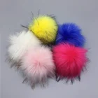 15cm DIY Detachable Faux Raccoon Fur Pom Pom Ball with snap for Knitting Hat DIY Accessories