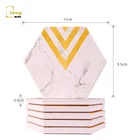 Table Decoration Table Decoration Custom Hexagon Marble Design Coaster For Drinks With Cork On Back For Cups