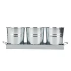 Decorative Galvanized Decorative Mini Metal Flower Pot Set 3