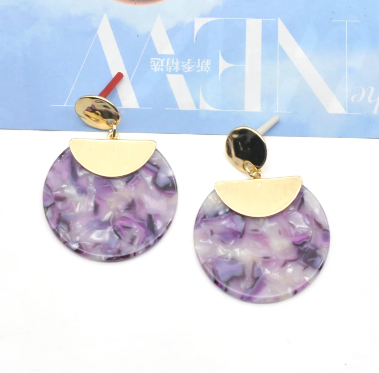 2021 SS style gold alloy and round acetate boutique woman earrings