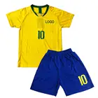 2020 Hot Selling Sublimated Breathable Yellow Soccer Jersey Set Uniforms Football Jersey For Kids Youth Shirt Short