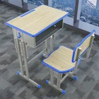 Study 2020 Hot Sell Single Wood Double Metal Colors School Student Study Furniture Table Desk For Classroom
