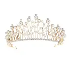 Silver Gold Rhinestone Wedding Tiara, Bridal Tiaras and Crowns Wedding, Pearl Bridal Crowns Tiaras for Brides