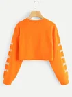 Logo Customization 2020 Spring New Customizable Style Women Hooded Neon Orange Letter Graphic Crop Sweatshirt Hoodies
