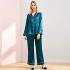 Turn-down collar sexy silk pajamas for women
