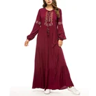 2019 Wholesale Islamic long floral embroidery dress women rayon new style plus size skirts Muslim dresses lady