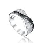 Black And Wedding Simple Unique Design Unisex Rings 925 Sterling Silver Black And White Stones Wedding Jewelry Rings