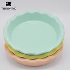 Wholesale porcelain green dinner plate restaurant dinnerware ceramic dishes plates