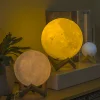 Color Change Touch Switch Earth Light 3D Print Moon Lamp
