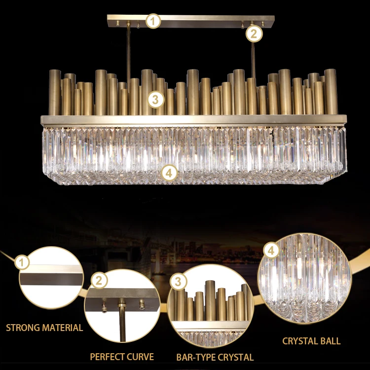 Bar Counter Glass Copper Luxury Lighting Chandeliers Ceiling Living Room Lights Chandelier
